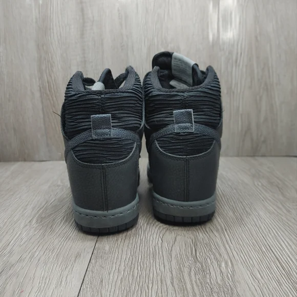Nike Dunk Sky High Wedge Black Metallic Hematite Pleated Sneaker 6.5 528899-015 - Picture 3 of 9